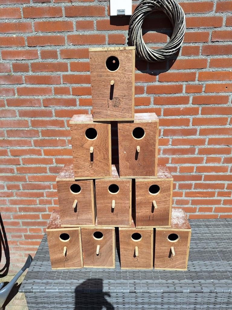 10 parkieten nestkastjes., Dieren en Toebehoren, Vogels | Toebehoren, Ophalen of Verzenden, Zo goed als nieuw, Kooi-accessoires