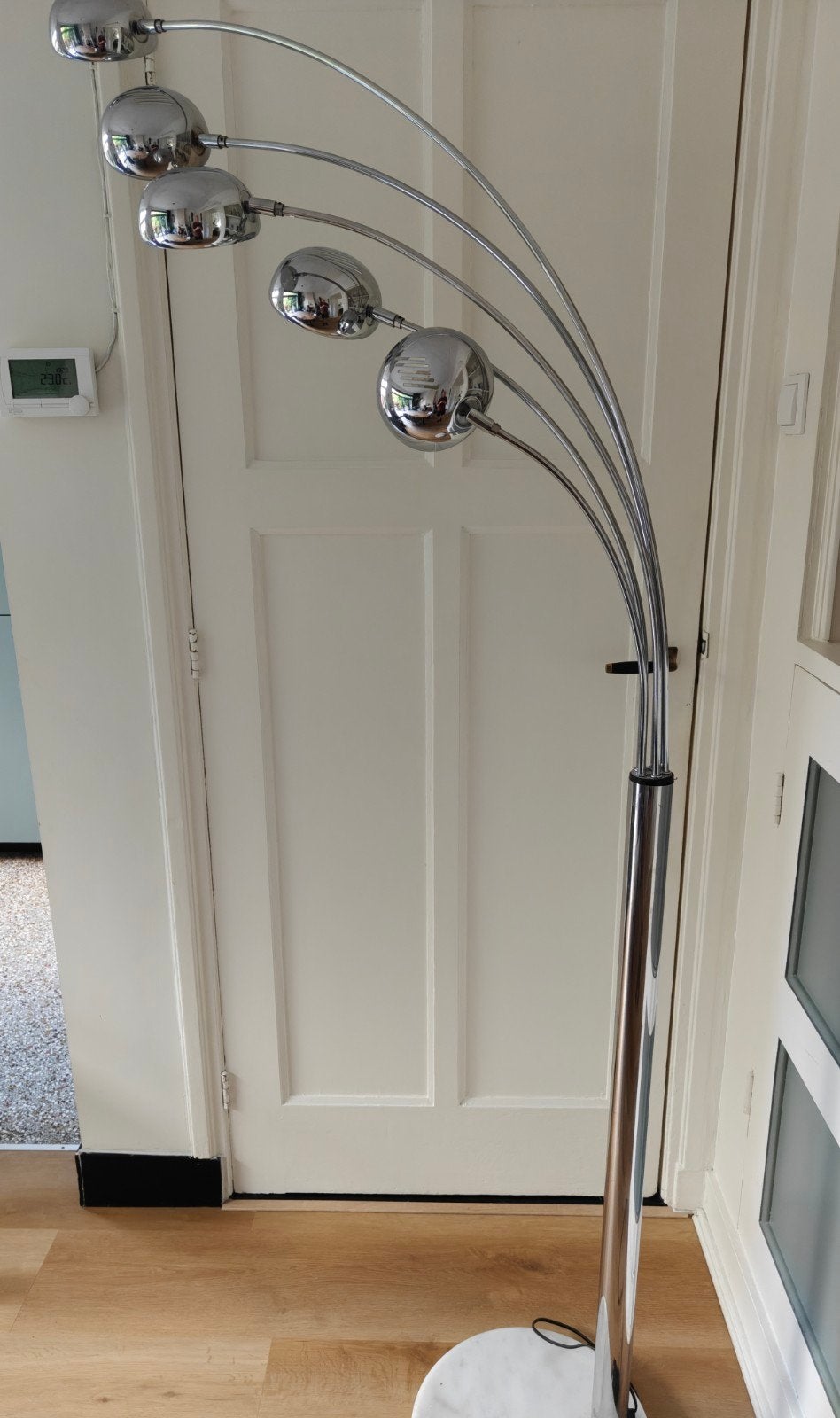 Staande bollenlamp chroom - Goossens, Huis en Inrichting, Ophalen, Gebruikt, Metaal, 150 tot 200 cm