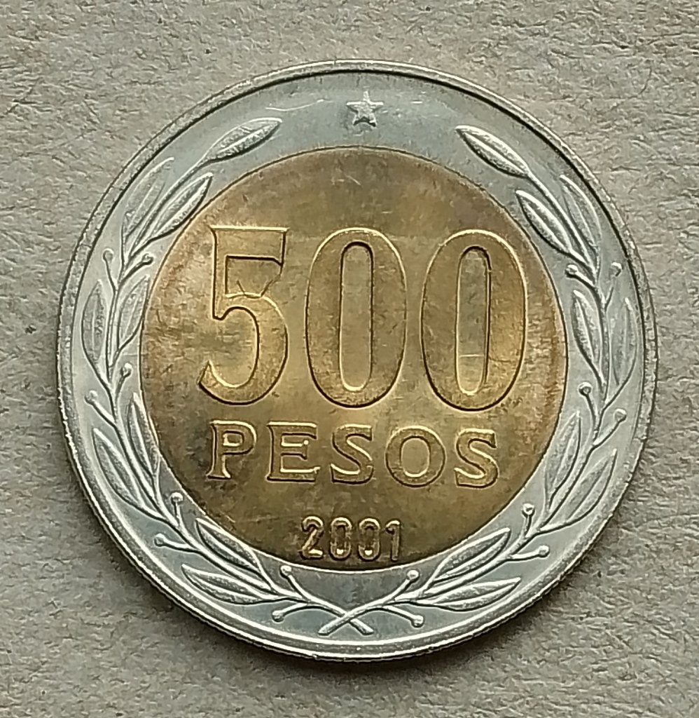 Chili, 500 pesos 2001, Ophalen of Verzenden, Zuid-Amerika, Losse munt