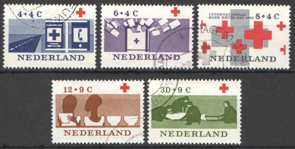 Nederland NVPH nr 795/9 gestempeld Rode Kruis 1963, Postzegels en Munten, Ophalen of Verzenden, Na 1940, Gestempeld