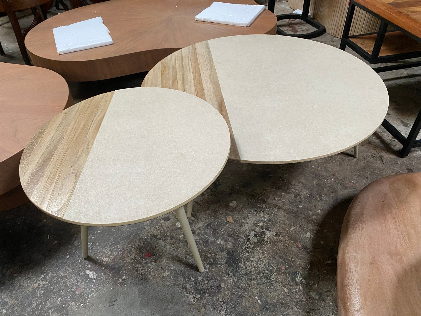 Salontafel set 80 & 50 cm - B keuze, Ophalen, 50 tot 100 cm, Rond, Nieuw