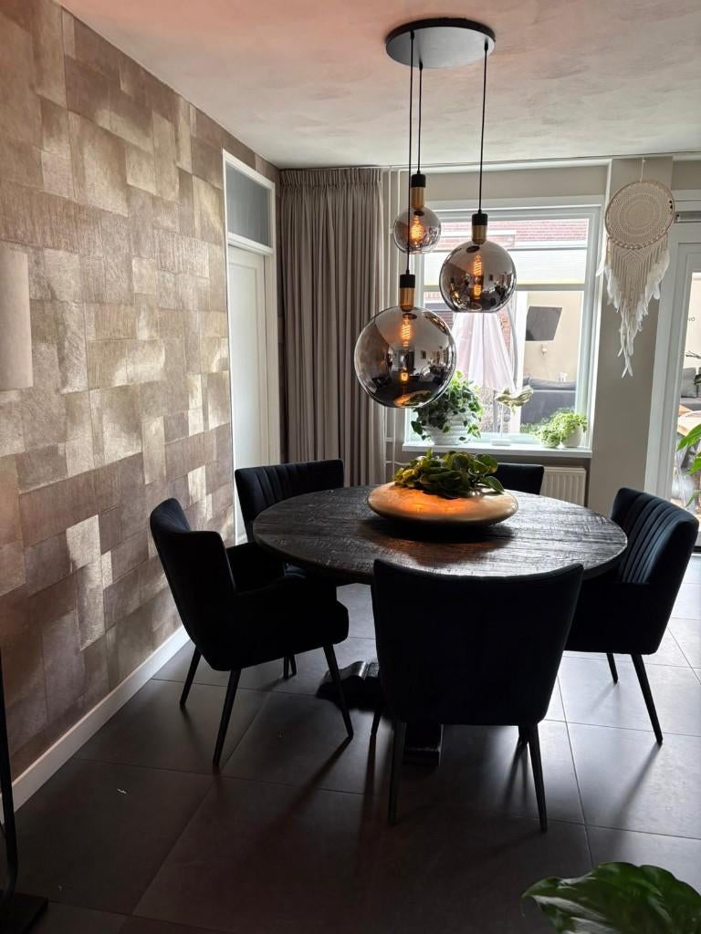 6 stijlvolle Rob eetkamerstoelen met armleuningen Goossens., Ophalen, Zwart, Zo goed als nieuw, Hotel Chic