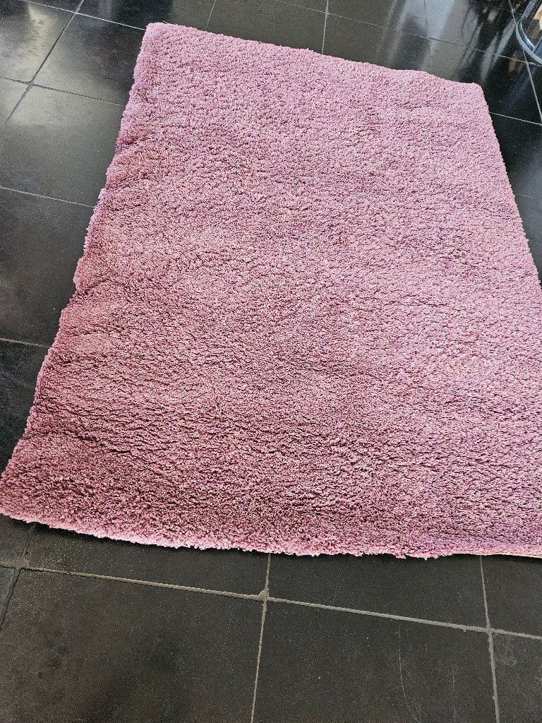 hoogpolig lila vloerkleed z.g.a.n, Ophalen, 200 cm of meer, Zo goed als nieuw, 200 cm of meer