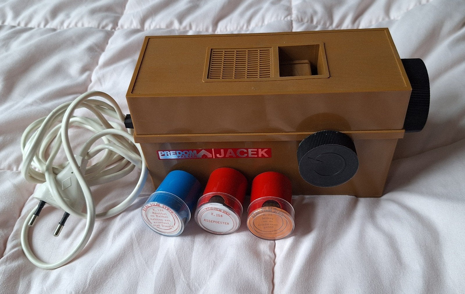 Vintage Predom Jacek Diaskop Projector met 3 Filmstrips, Audio, Tv en Foto, Ophalen of Verzenden, Gebruikt
