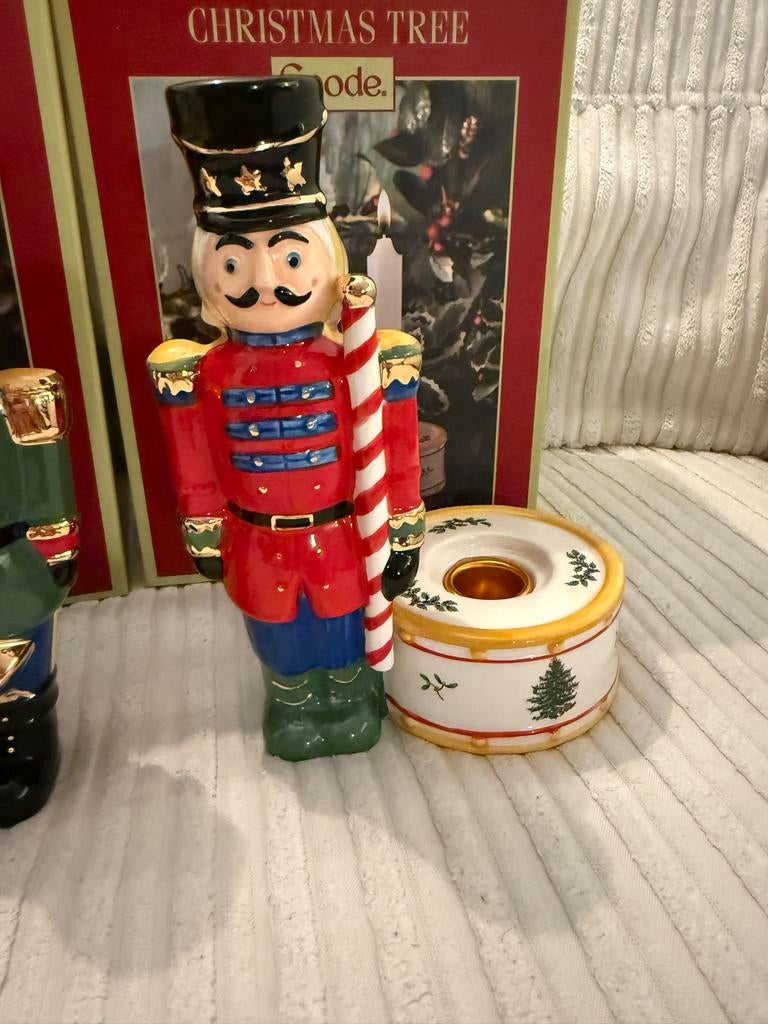 Spode Christmastree The nutcrackers 2x kaarsen standaards, Ophalen, Nieuw