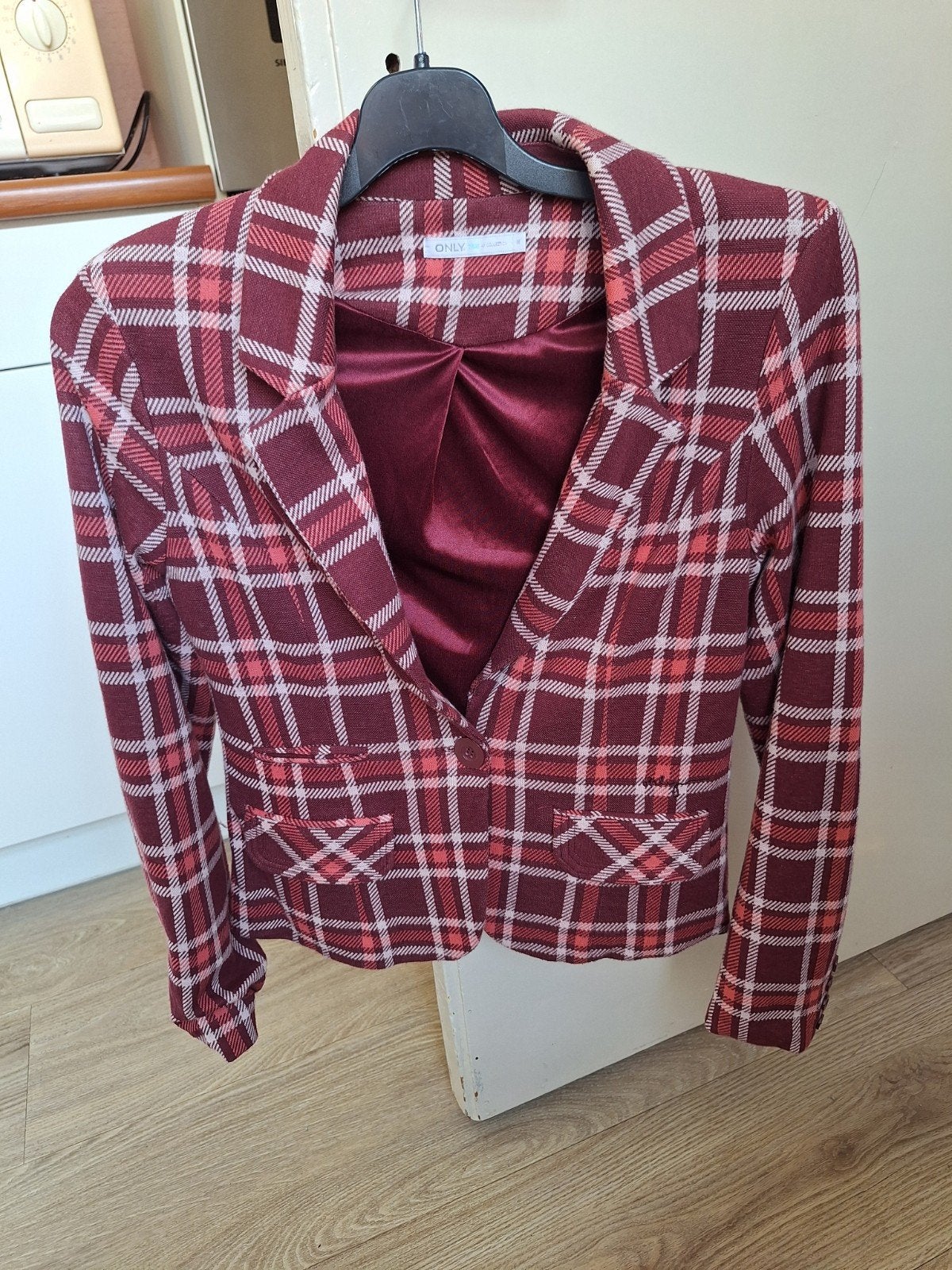 vintage ONLY geruit jasje maat M, Maat 38/40 (M), Ophalen of Verzenden, Jasje, Rood