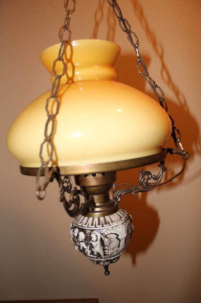 Schippertje hanglamp, elektrisch, met engelen, Huis en Inrichting, Lampen | Hanglampen, Ophalen of Verzenden, Zo goed als nieuw