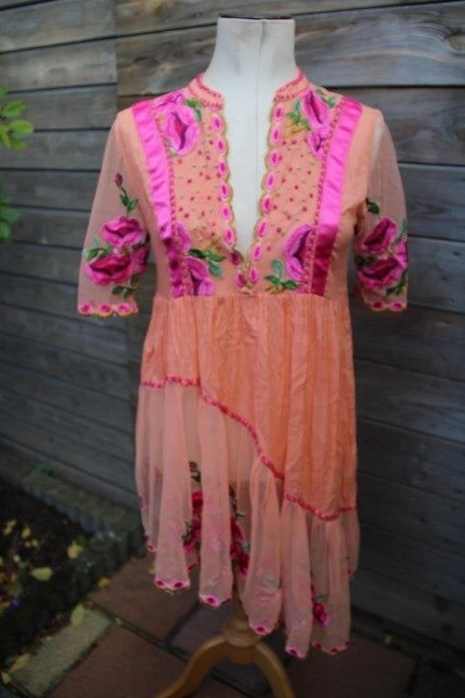 Jurk/ Tuniek oranje/ roze Antica Sartoria mt 1 ged. transp V, Antica Sartoria, Ophalen of Verzenden, Zo goed als nieuw, Oranje