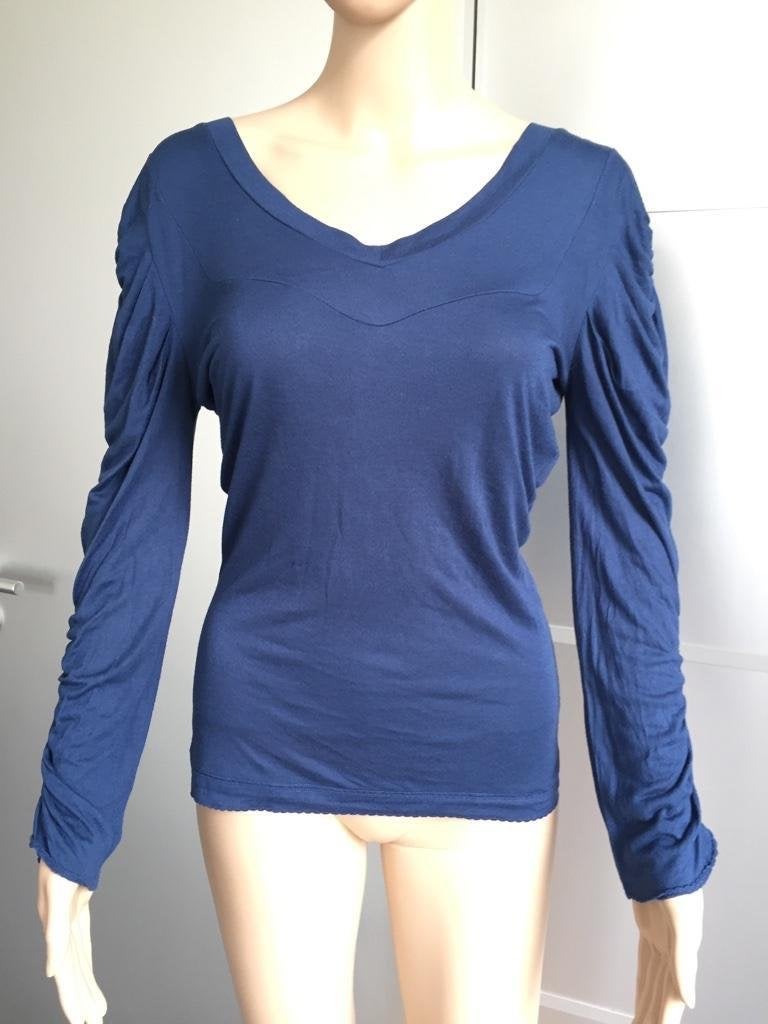 C1128 CHINE: maat 36=S blauw top shirt, Blauw, Ophalen of Verzenden, Lange mouw, Maat 36 (S)