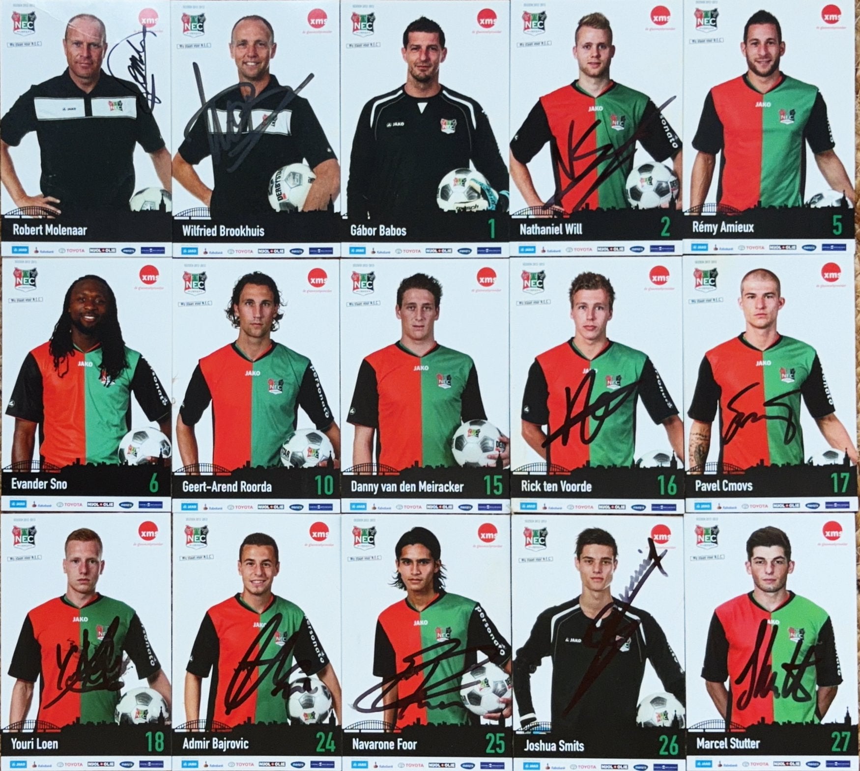 15 Spelerskaarten NEC Nijmegen - seizoen 2012/2013, Verzenden, Zo goed als nieuw, Ajax, Spelerskaart