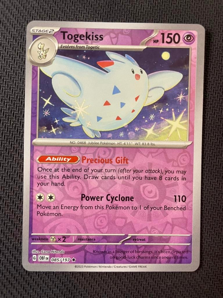 Togekiss 085/197 Rare Reverse Holo Obsidian Flames Packfresh, Ophalen of Verzenden, Zo goed als nieuw