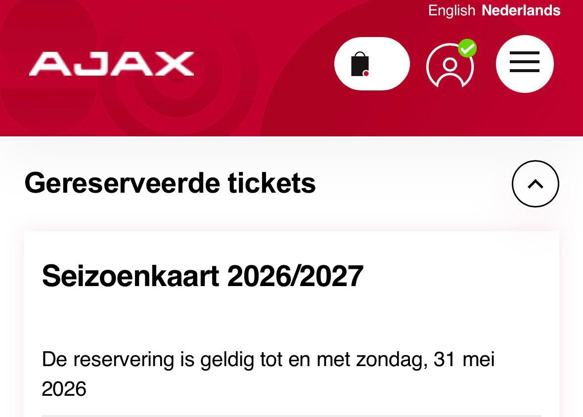 Seizoenskaart Ajax te huur, vak 426, Tickets en Kaartjes, Sport | Voetbal, Seizoenskaart, Eén persoon, Augustus, Buitenland