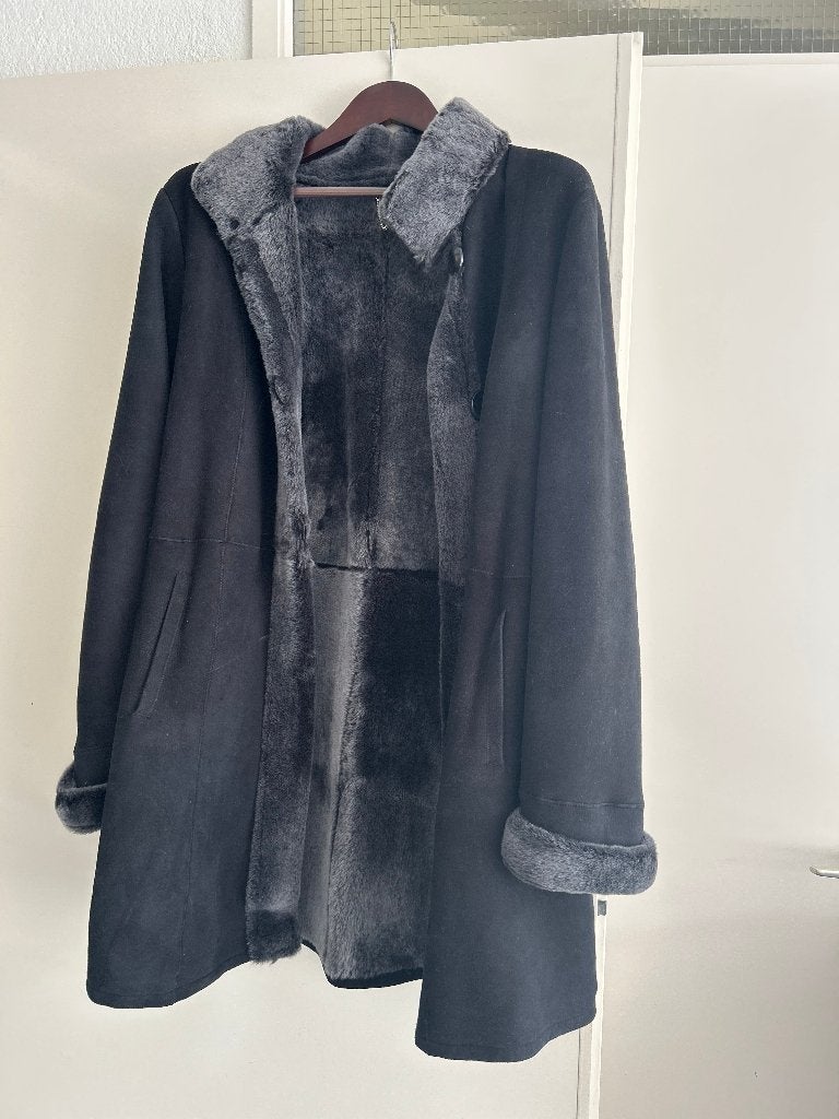Sheepskin jacket, Blauw, Maat 42/44 (L), Ophalen of Verzenden, Zo goed als nieuw