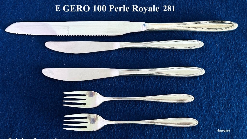 5 delen E GERO 100 Perle Royale 281 Verzilverd bestek, Antiek en Kunst, Antiek | Bestek, Ophalen