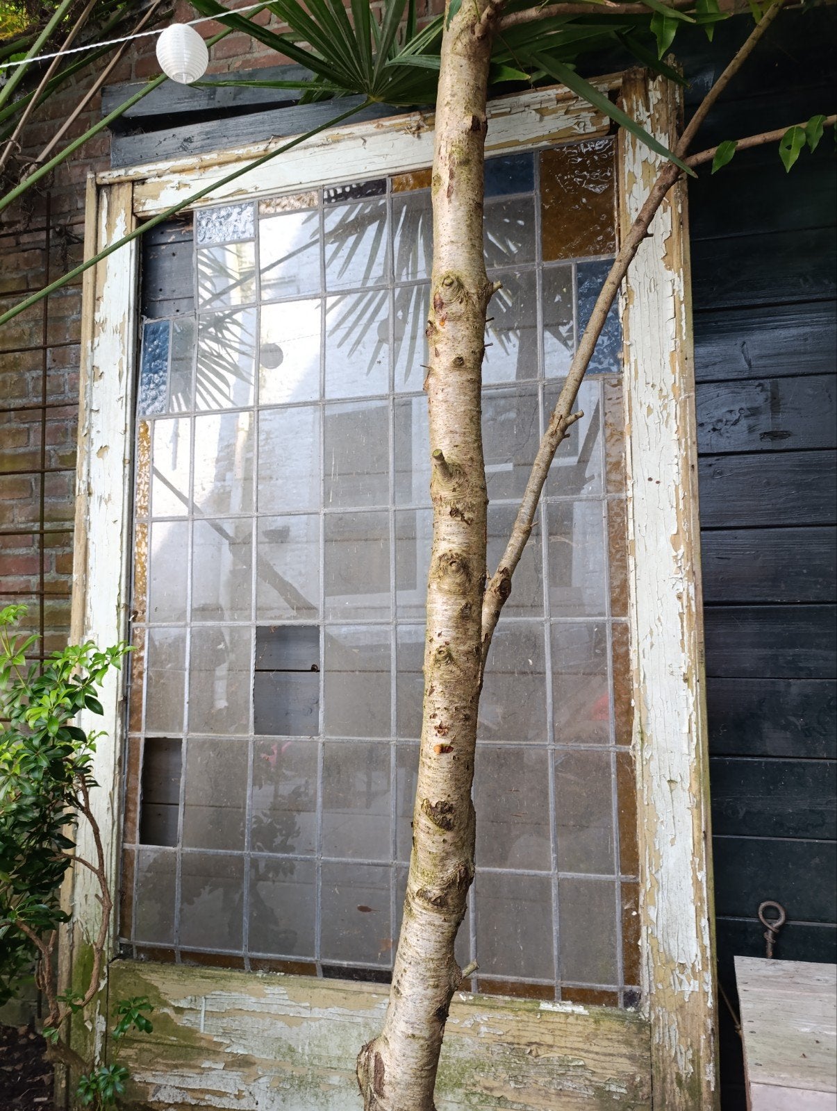 Oude glas in lood deur - restauratieproject voor liefhebbers, Ophalen, Gebruikt, Binnendeur, 200 tot 215 cm
