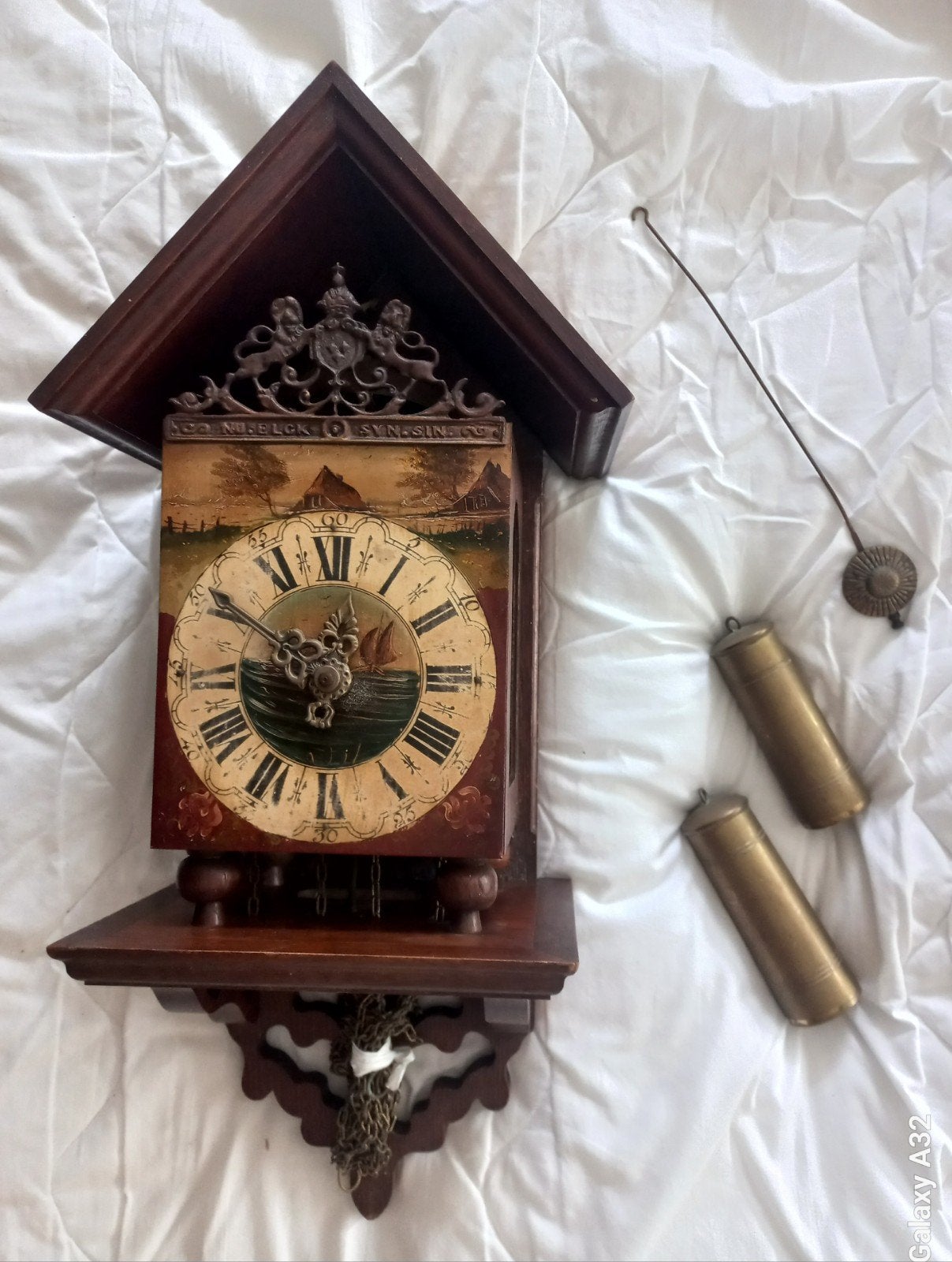 WUBA Warmink Friese stoeltjesklok – mechanisch – compleet me, Antiek en Kunst, Ophalen of Verzenden