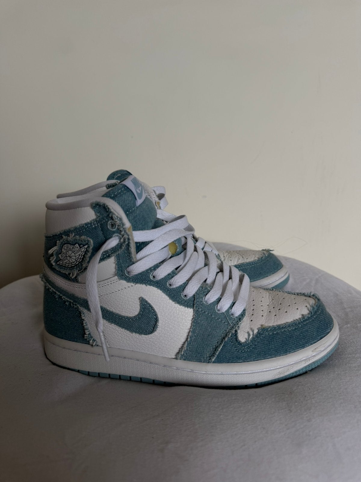 Jordan 1 High Denim maat 36,5, Blauw, Ophalen of Verzenden, Sneakers of Gympen, Zo goed als nieuw