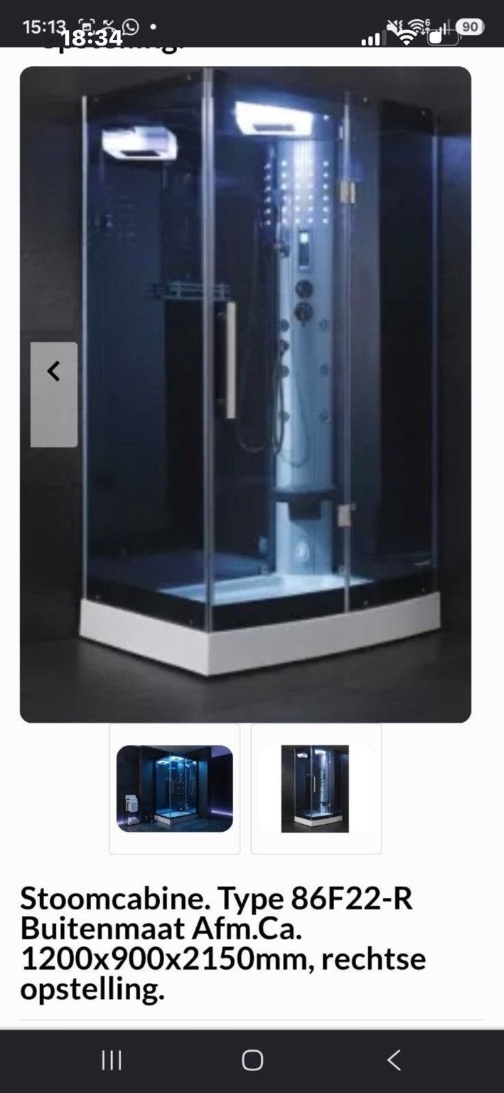 Nieuwe Stoom Douchecabine - Type 86F22-R, Ophalen, Nieuw, Glas, Douche