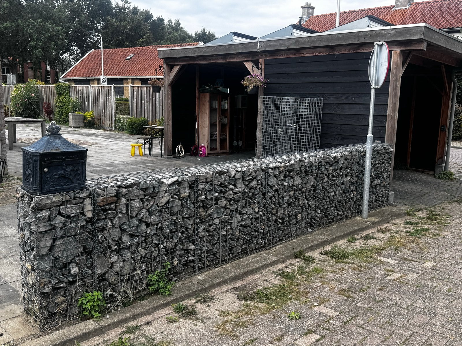 Gabion schanskorven met stenen, Tuin en Terras, Grind, Keien en Split, Ophalen, Overige materialen, Gebruikt, Kei