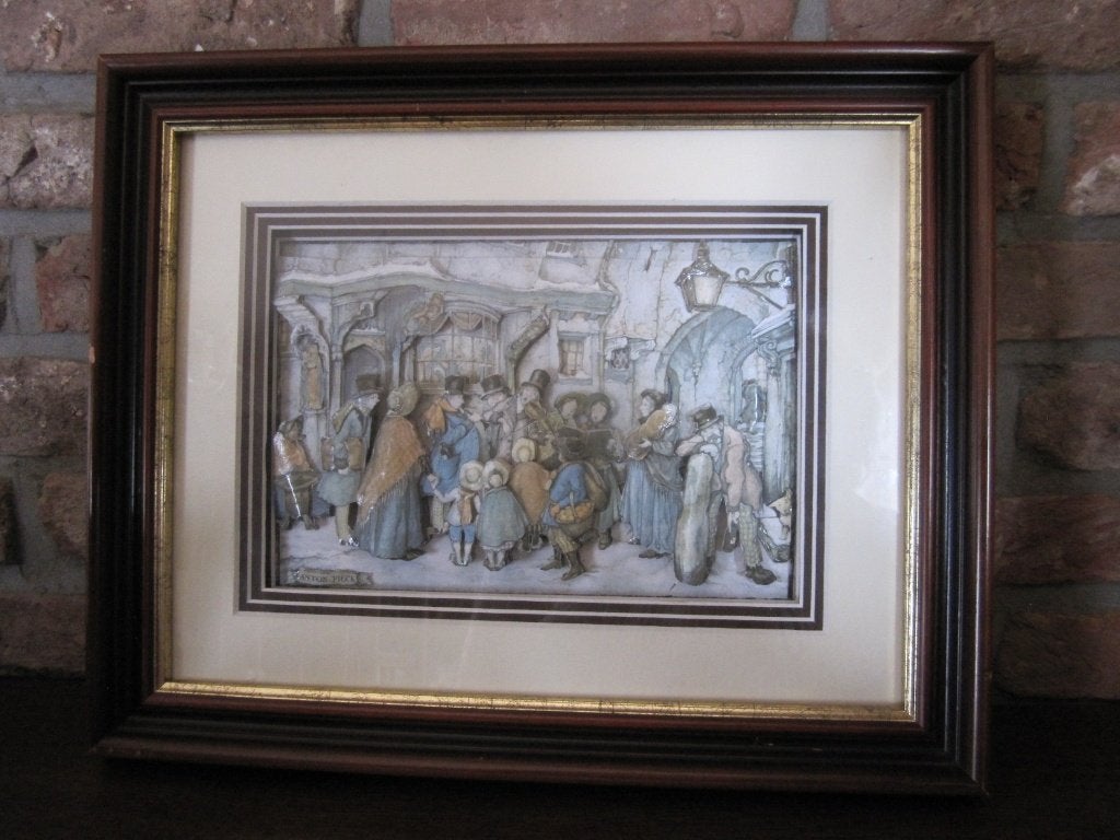 Anton Pieck 3D laag stijl ingelijste Winterse straatscene -, Verzenden, Overige typen, Overige technieken