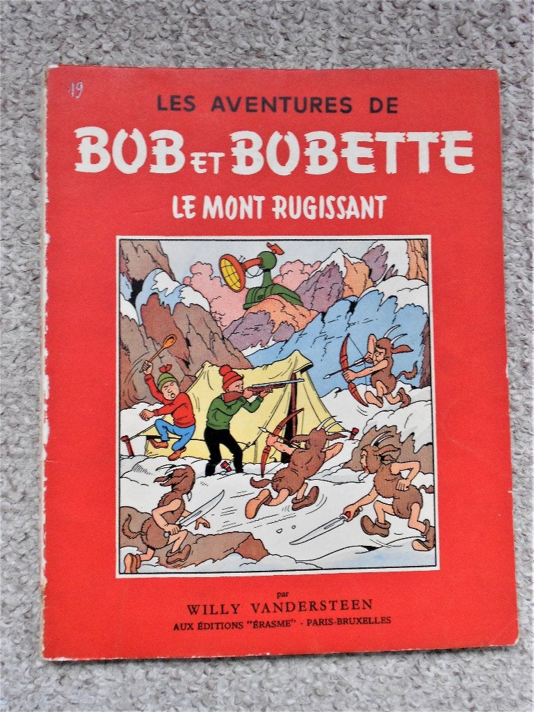 Bob et Bobette 19 - Le Mont Rugissant - softc - 1e druk 1957, Gelezen, Willy Vandersteen, Eén stripboek, Ophalen of Verzenden