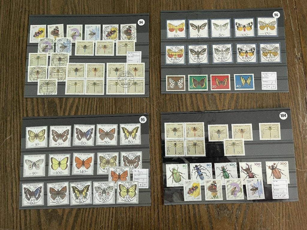 postzegels Duitsland vlinders en insecten 4 kaarten, Verzenden