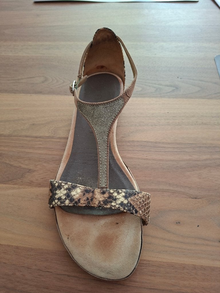 Sandaaltjes Unisa maat 40 'slangenleer'', Bruin, Gedragen, Sandalen of Muiltjes, Ophalen of Verzenden