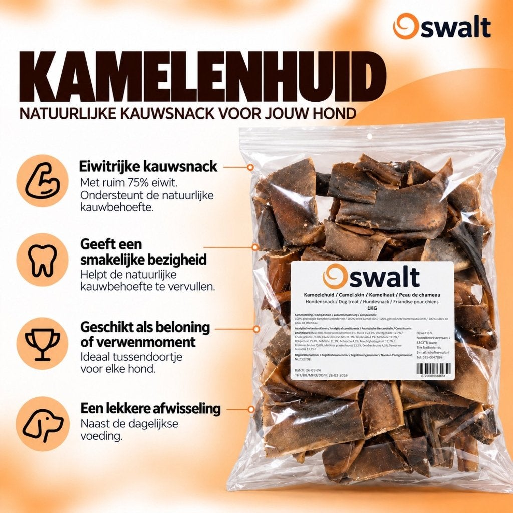 Kamelenhuid 1kg - Hondensnack - Hondensnacks, Ophalen of Verzenden, Hond
