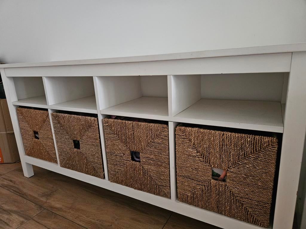 Witte IKEA Hemnes kast met bijpassende rieten manden, Ophalen, Gebruikt