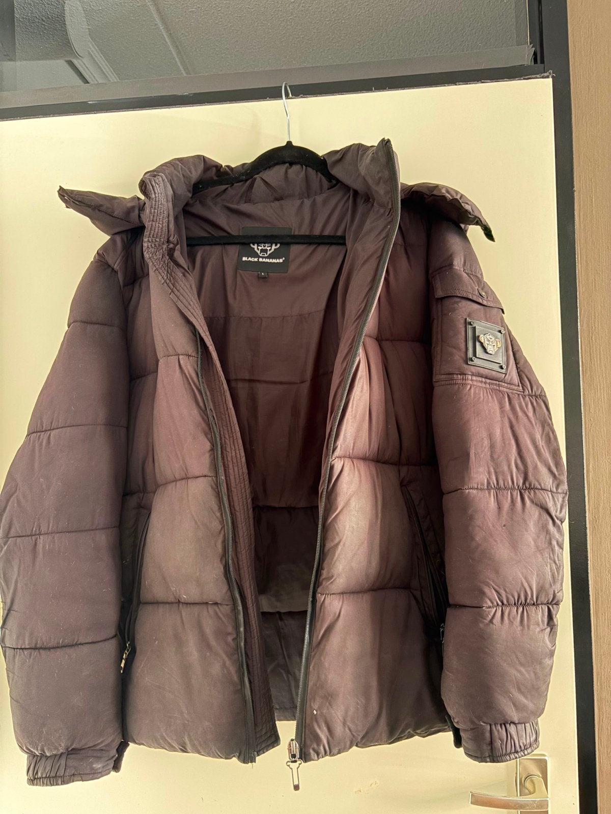 Black Bananas heren winterjas - Maat L, Ophalen, Gedragen, Maat 52/54 (L), Zwart