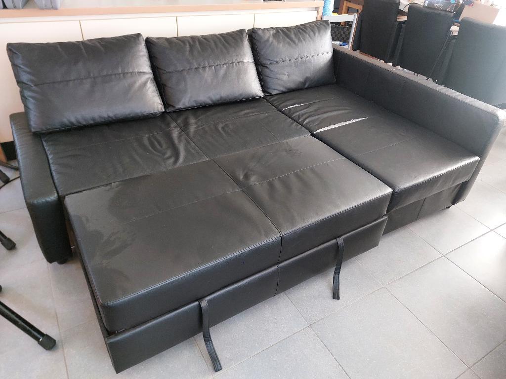 Bank Ikea FRIHETEN Bomstad zwart    µ9z, Huis en Inrichting, Ophalen, Gebruikt, Vierpersoons of meer