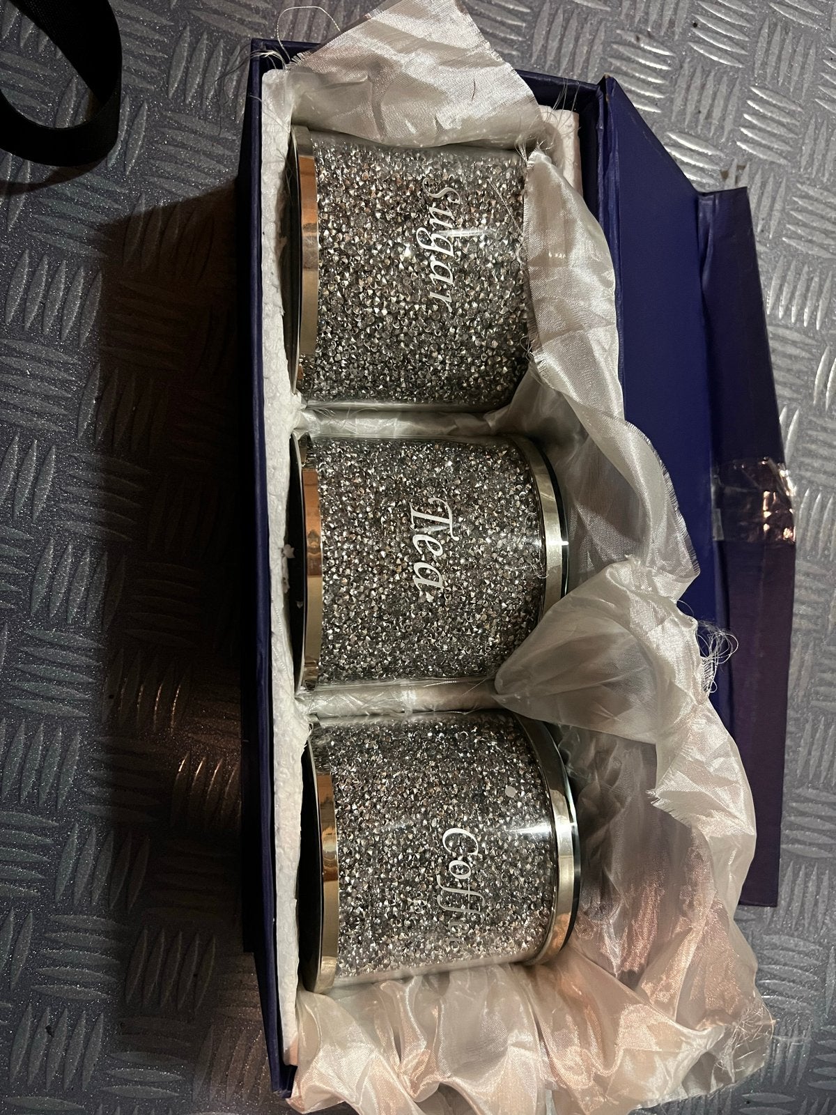 Luxe voorraadpotten set met bling - Suiker, Thee, Koffie, Glas, Ophalen of Verzenden, Voorraadpot, Overige merken
