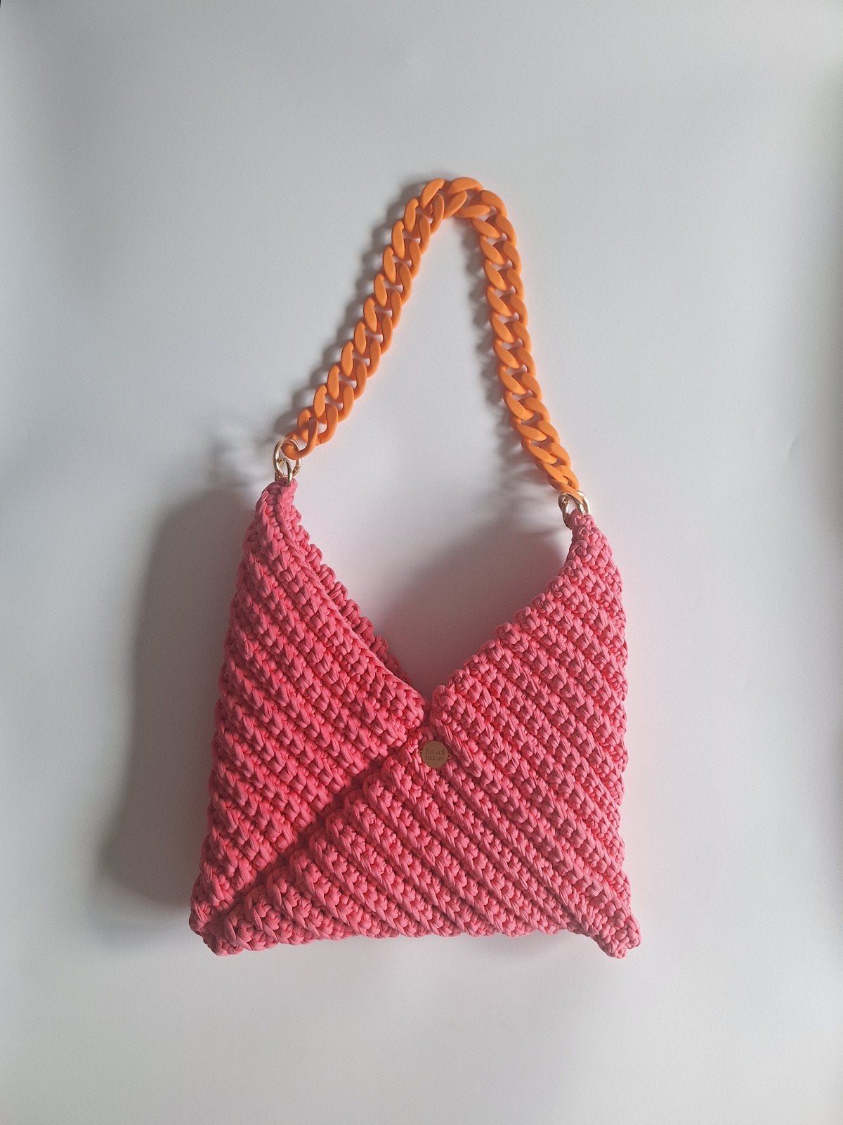 gehaakte schoudertas koraaloranje en oranje, Sieraden, Tassen en Uiterlijk, Tassen | Damestassen, Ophalen of Verzenden, Nieuw