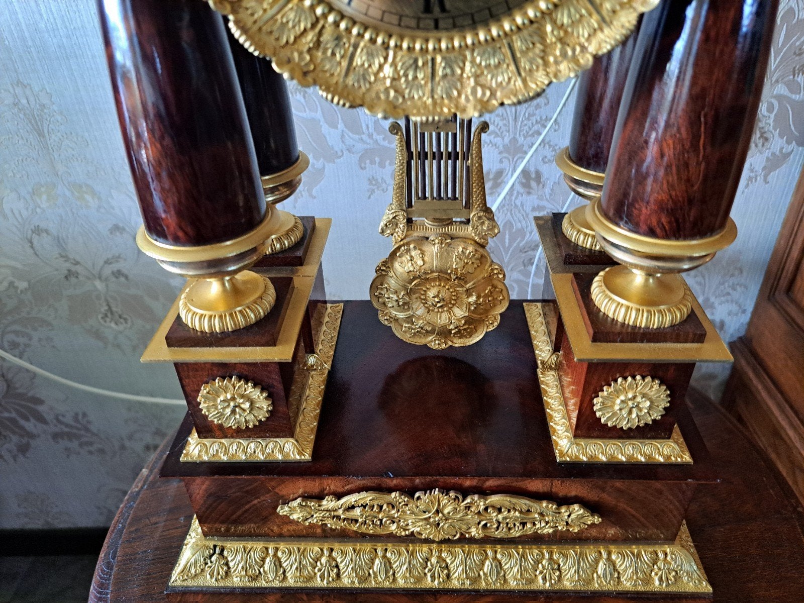 Antieke Franse Empire Portiekklok met Bronzen Ornamenten, Antiek en Kunst, Ophalen