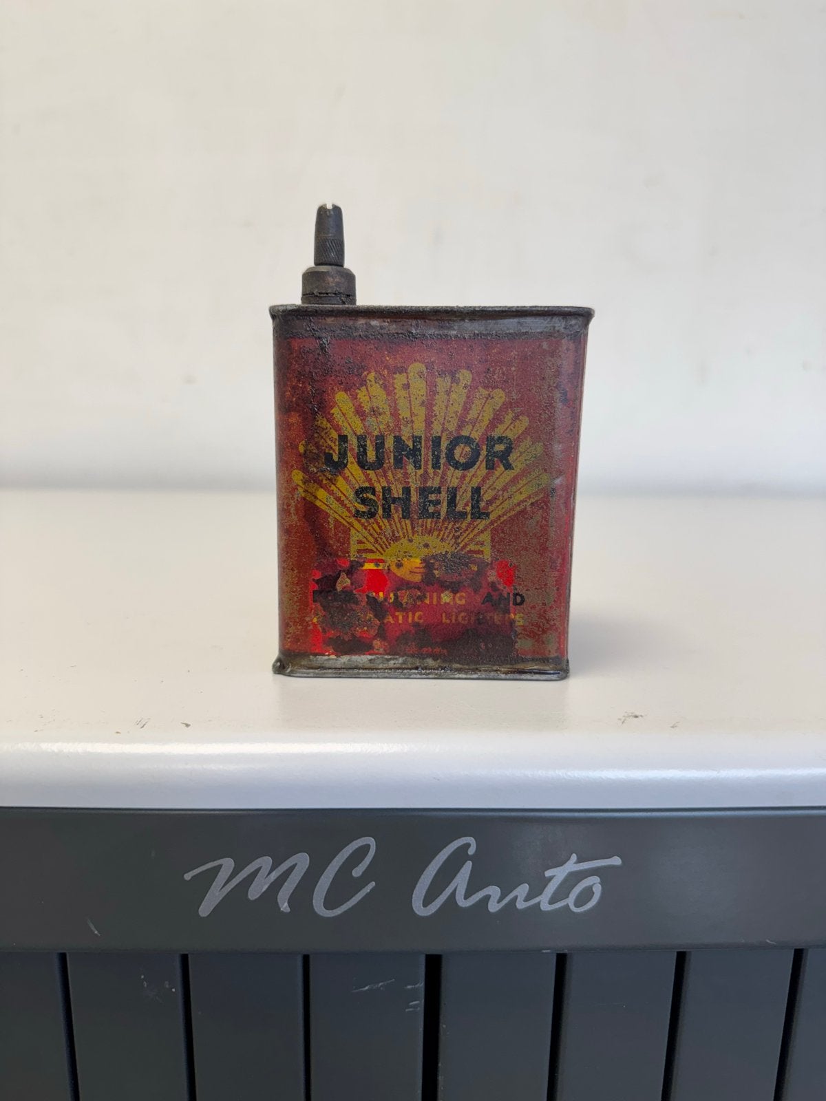 Vintage Junior Shell blikje - zeldzaam verzamelobject, Ophalen of Verzenden