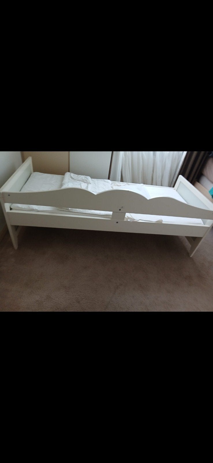 kinderbed incl matras   en speelgoedkist, Ophalen, Gebruikt, 70 tot 85 cm, 140 tot 160 cm