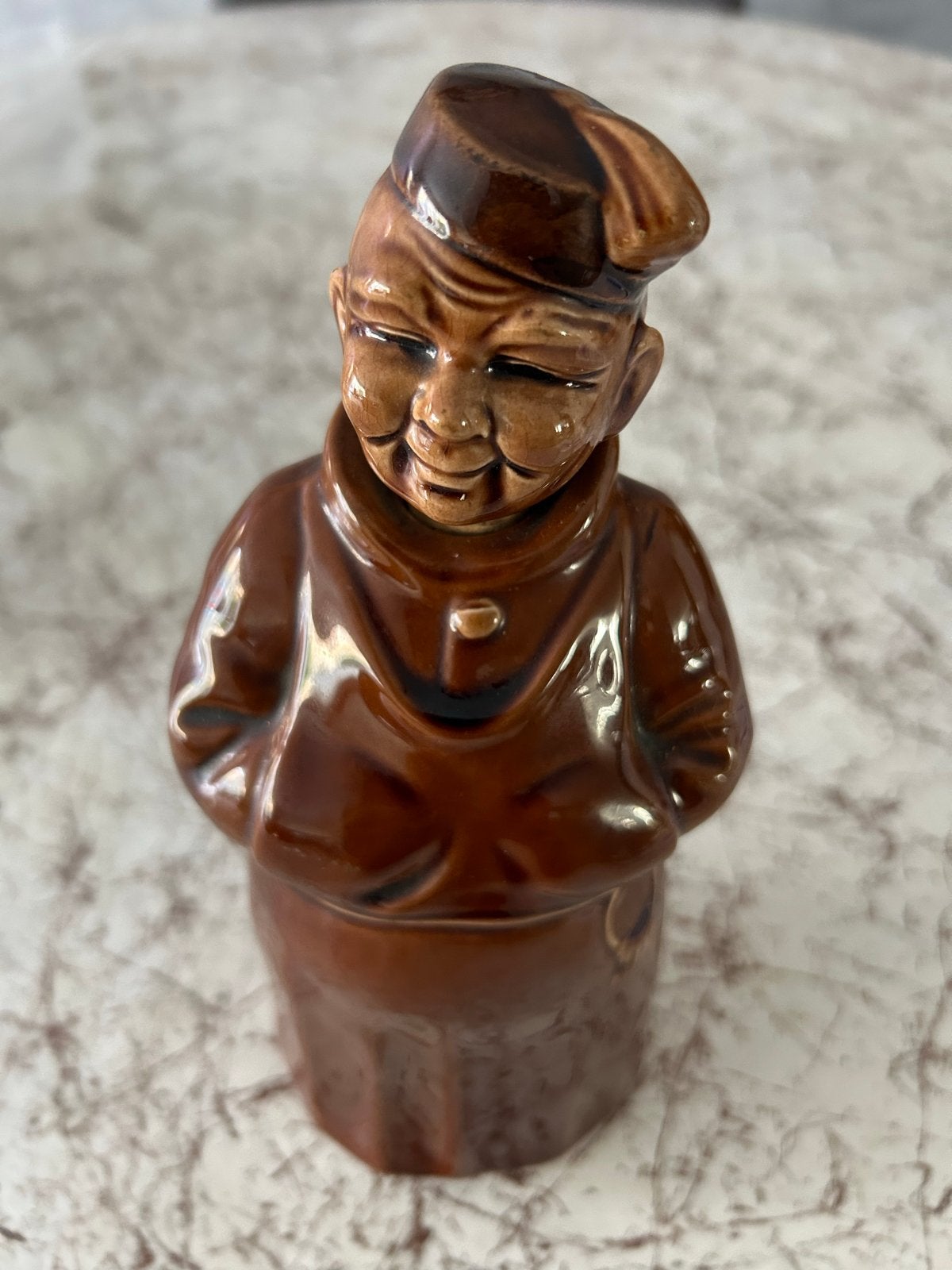 Vintage Monnik Fles met Kurkstop - Bruin Keramiek, Antiek en Kunst, Antiek | Keramiek en Aardewerk, Ophalen of Verzenden
