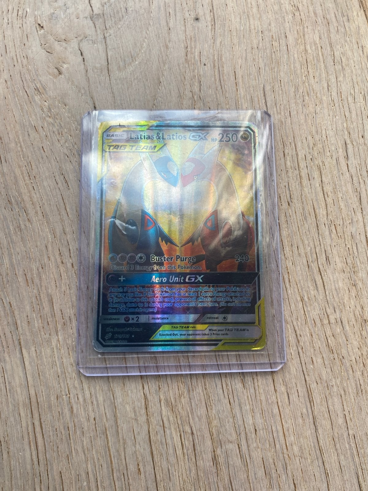 Zeldzame Latias & Latios GX Tag Team Pokémon kaart, Verzenden, Zo goed als nieuw, Losse kaart, Foil
