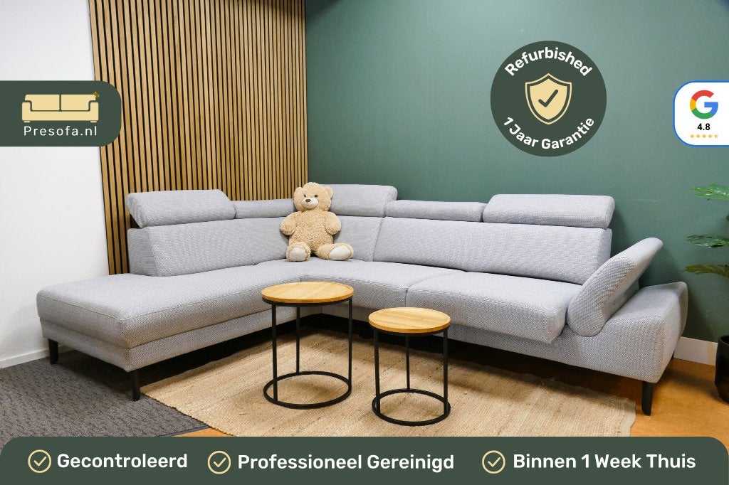 Montel Hoekbank Modena Lichtgrijs [Refurbished], Huis en Inrichting, Banken | Bankstellen, Zo goed als nieuw, Hoekbank, Vierpersoons of meer