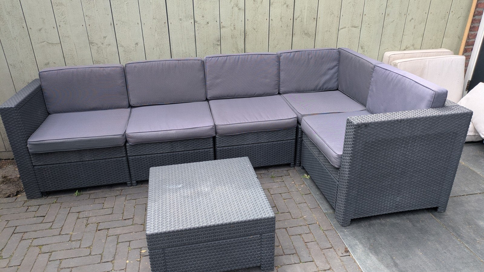 Mooie loungeset voor 5 personen - Flexibel en comfortabel, Ophalen, 5 zitplaatsen, Gebruikt, Bank