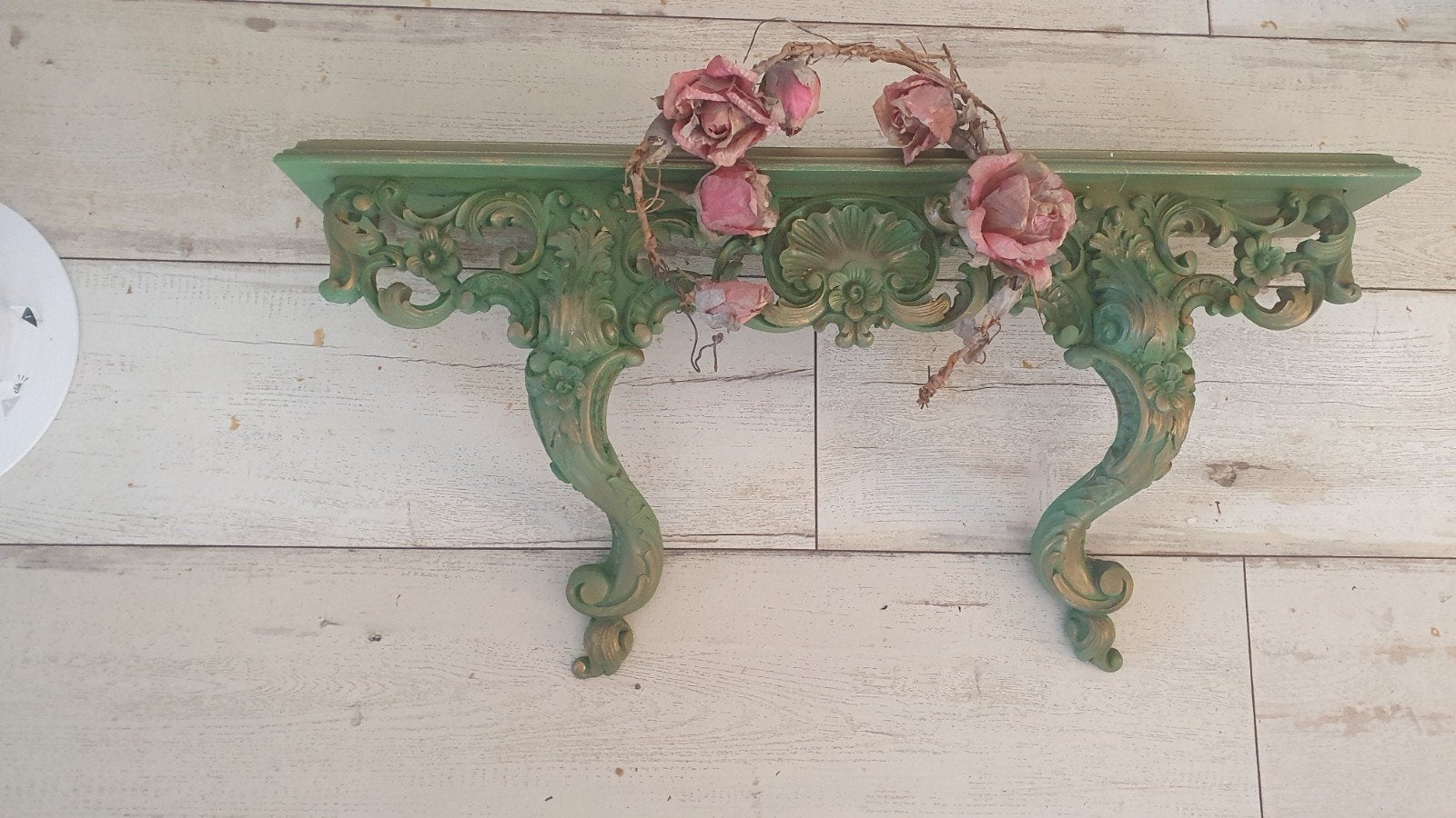 brocante barok schap groen goud, Ophalen of Verzenden