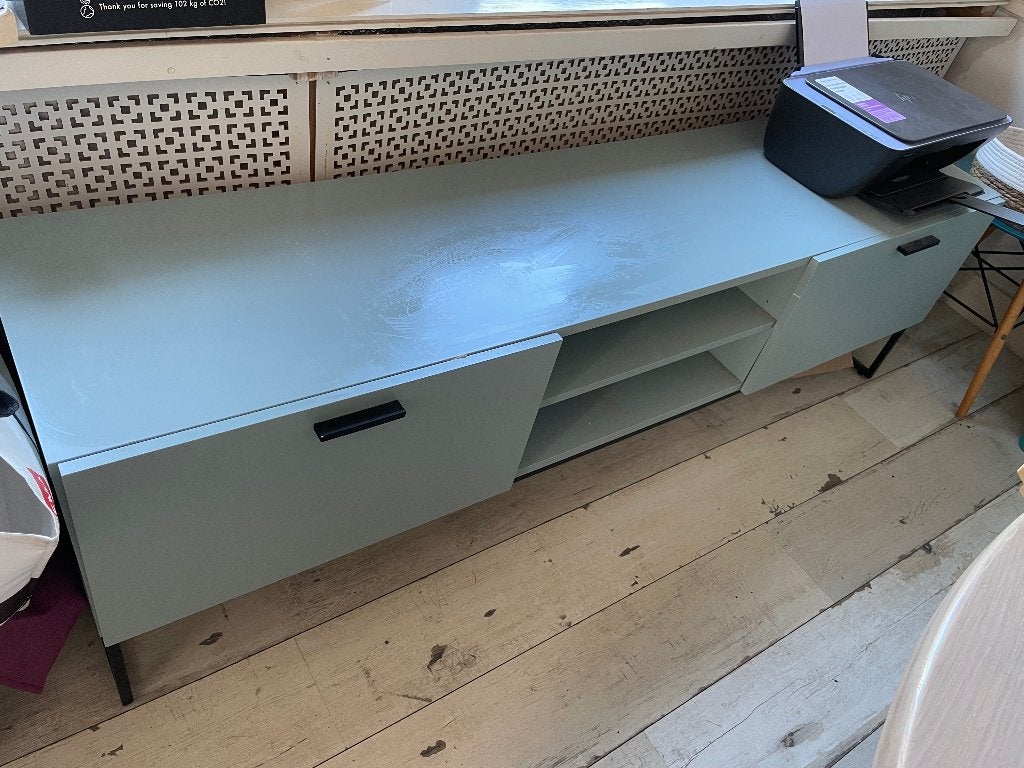 Gratis afhalen Grijs blauw tv meubel, Ophalen, Minder dan 50 cm, Gebruikt, 150 tot 200 cm