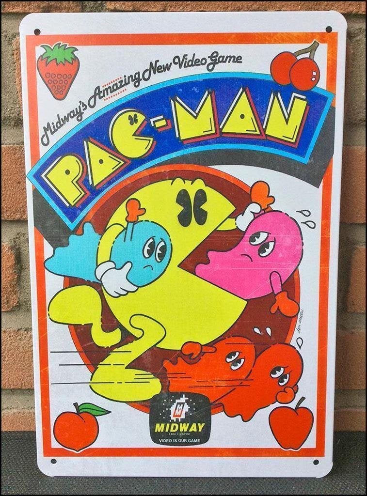 PAC MAN Metalen Wandbord Poster Retro Arcade Decor pacman, 1 speler, Verzenden, Nieuw, Vanaf 3 jaar