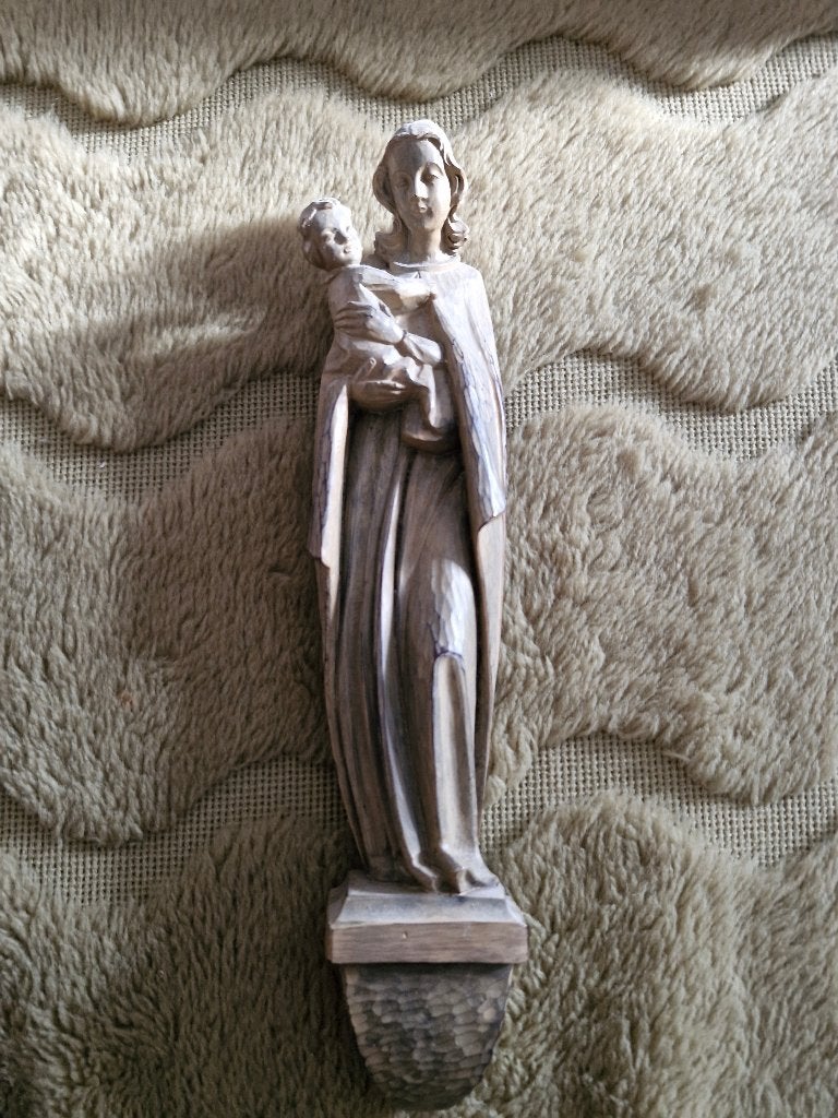 Antiek stenen madonna om op te hangen, Ophalen, Zo goed als nieuw, Mens