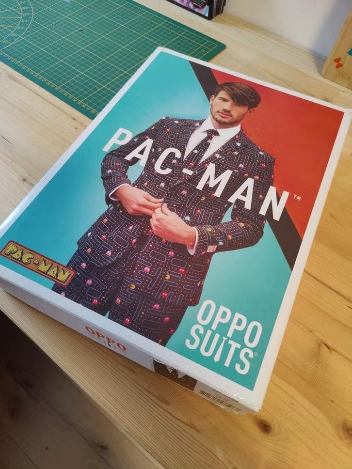 Opposuit Pac-Man Pak - Maat 46 (S), Kostuum of Pak, Blauw, Maat 46/48 (XL) of groter, Ophalen of Verzenden