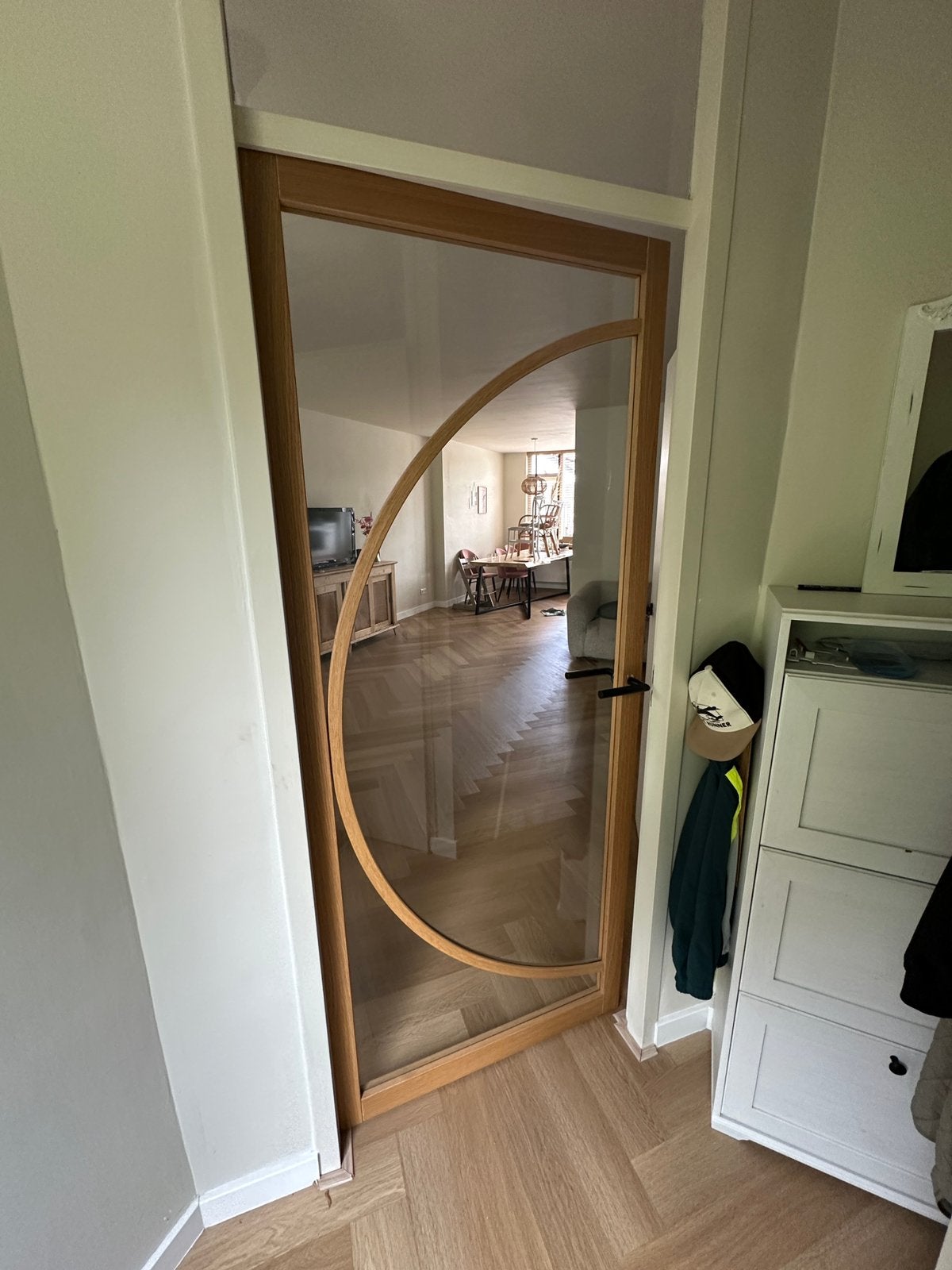 Stijlvolle Opdek Binnendeur 83x201,50 met Blank Glas Eiken, Doe-het-zelf en Verbouw, Deuren en Horren, Ophalen, 80 tot 100 cm