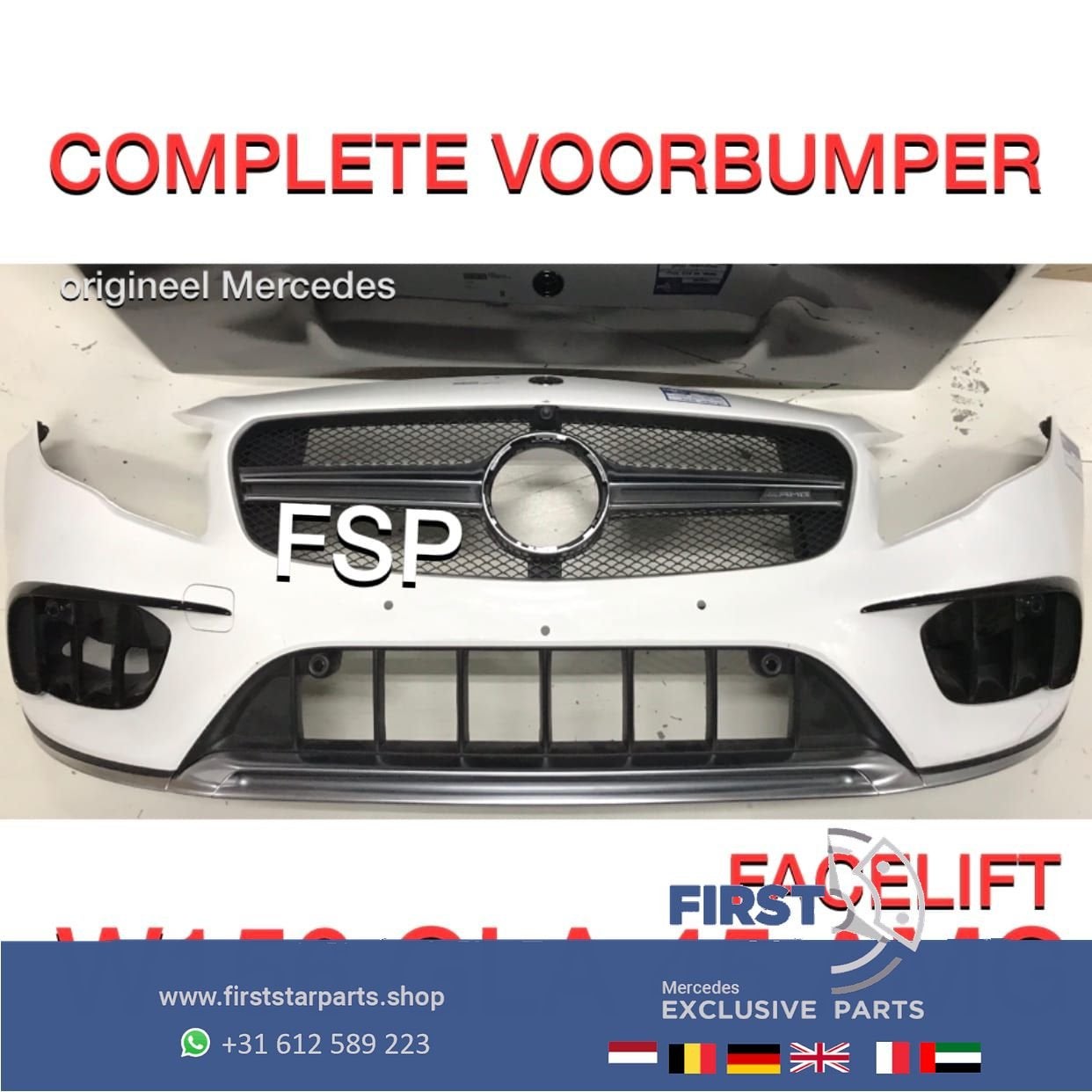 W156 GLA 45 AMG Facelift voorbumper Mercedes GLA45 bumper 20, Gebruikt, -, Voor, Ophalen of Verzenden