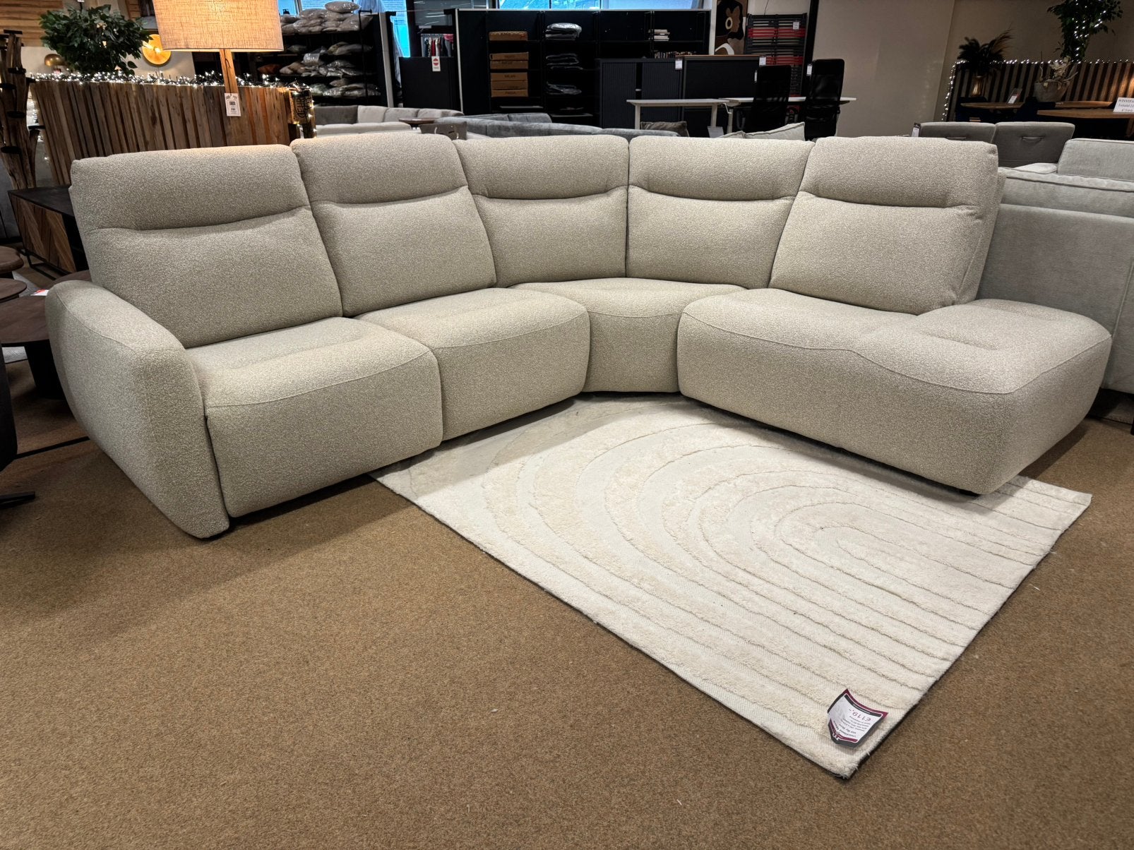 Hoekbank elektrische relax functie beige  E-7339, Ophalen, 250 tot 300 cm, Hoekbank, Nieuw