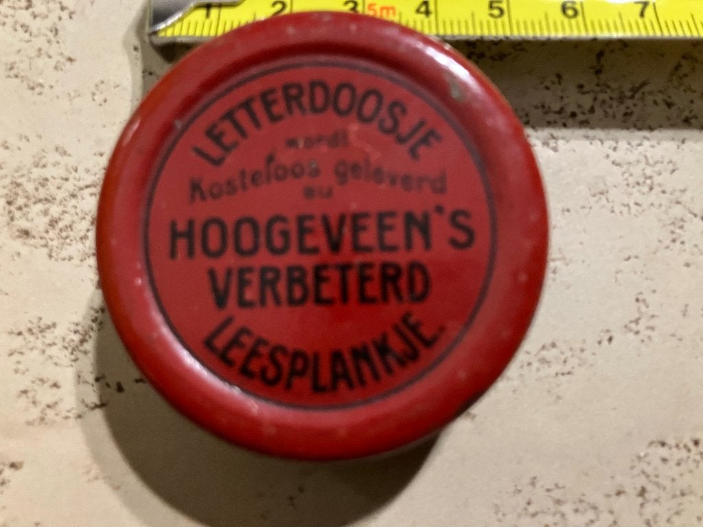 Vintage blikje Letterdoosje Leesplankje Hoogeveen, Ophalen of Verzenden, Gebruikt, Overige, Overige merken