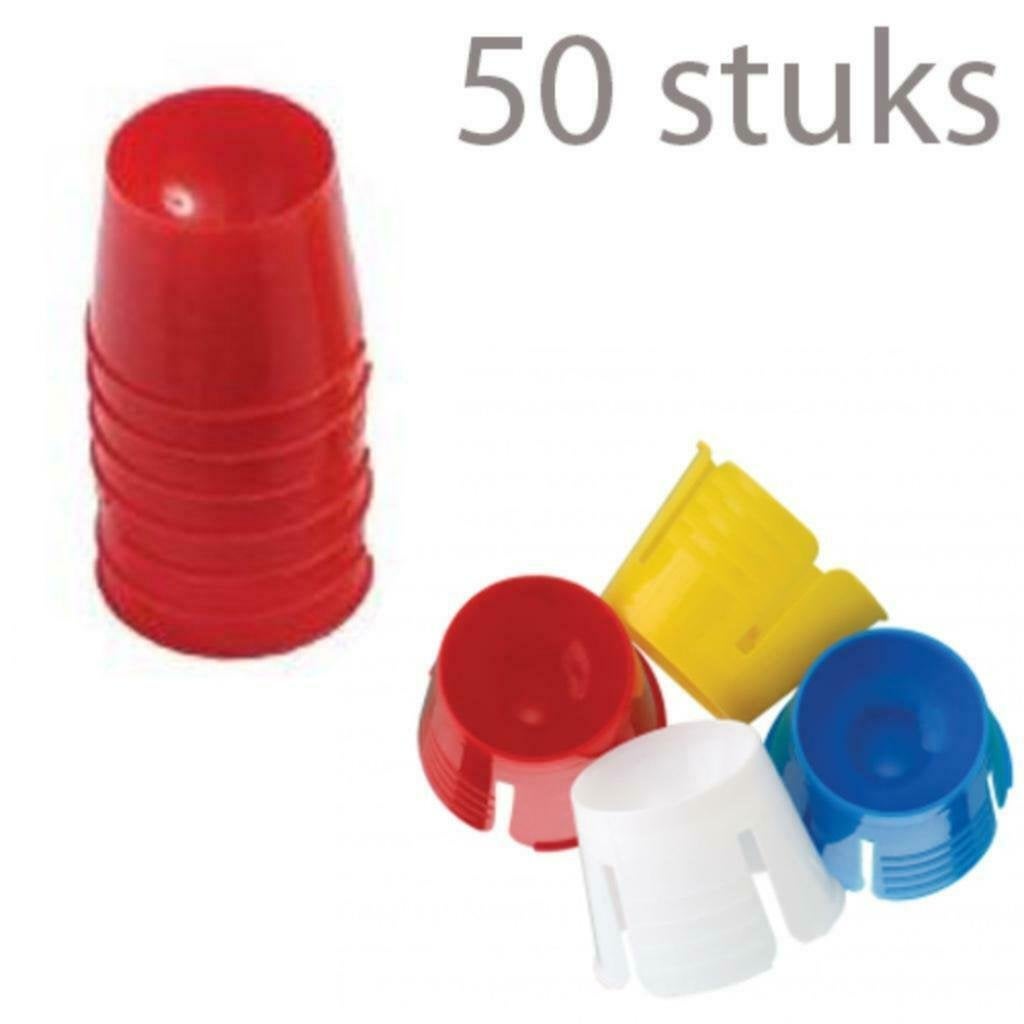 50x kunststof/ plastic dappenglaasje-dappendish ROOD, Sieraden, Tassen en Uiterlijk, Uiterlijk | Cosmetica en Make-up, Ophalen of Verzenden